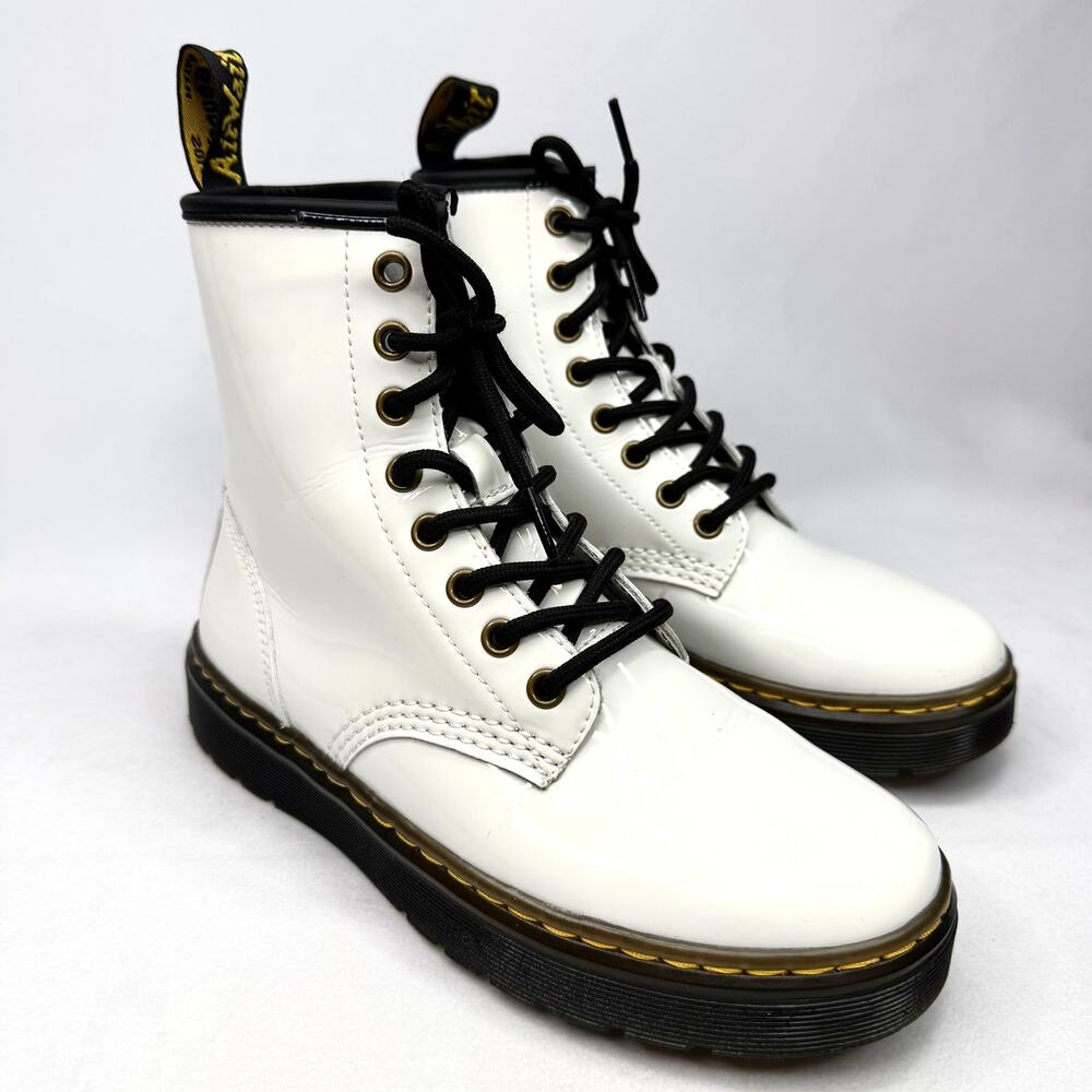 Dr. Martens Zavala White Patent Leather Boots Size 6